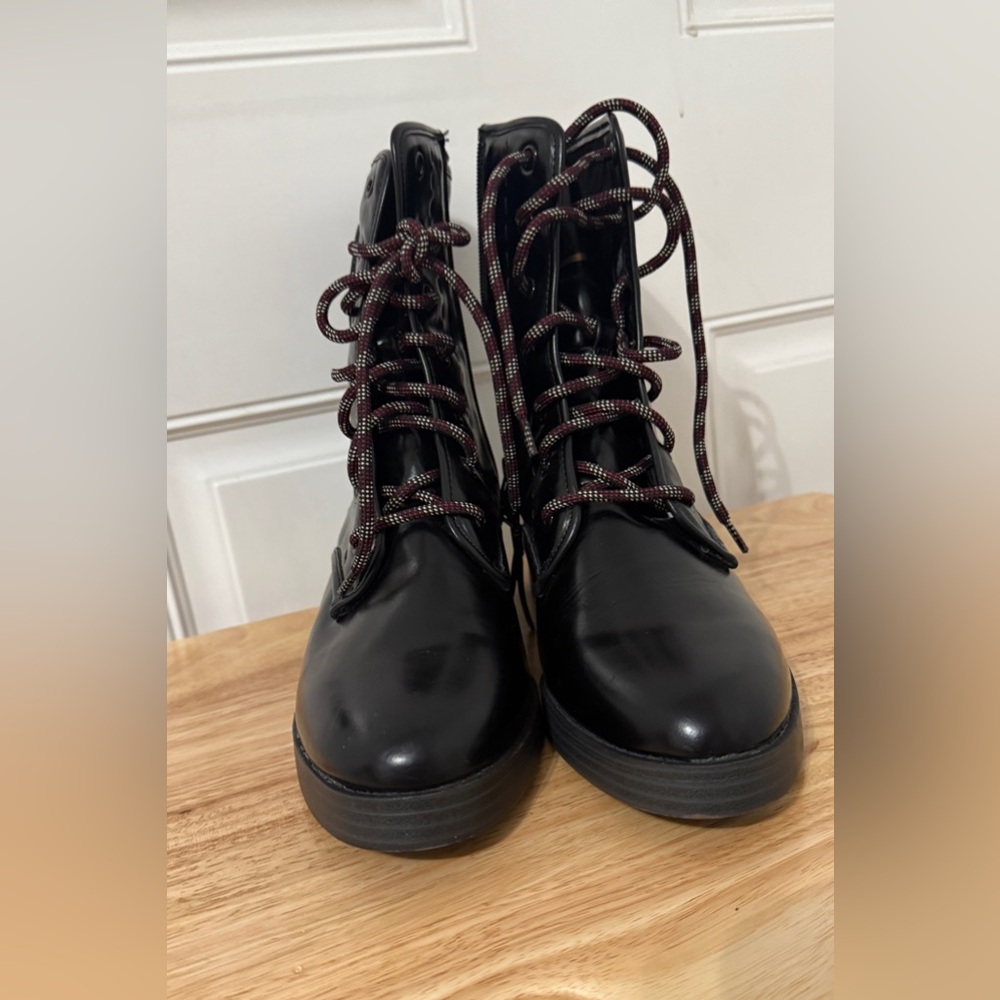 Sam & Libby Black Combat Boots with Laces and Zip New Never Worn - Picture 3 of 8